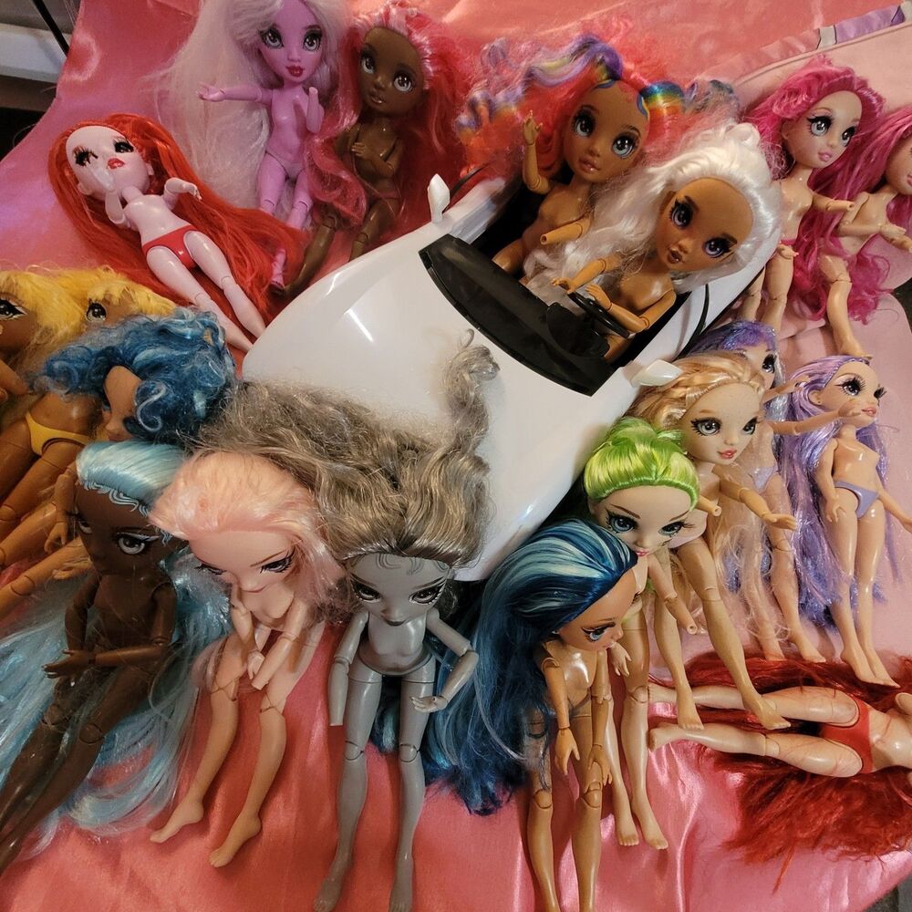 Rainbow High Doll Lot of 19 and Car MGA Victoria Sunny Robin Skyler Shadow High